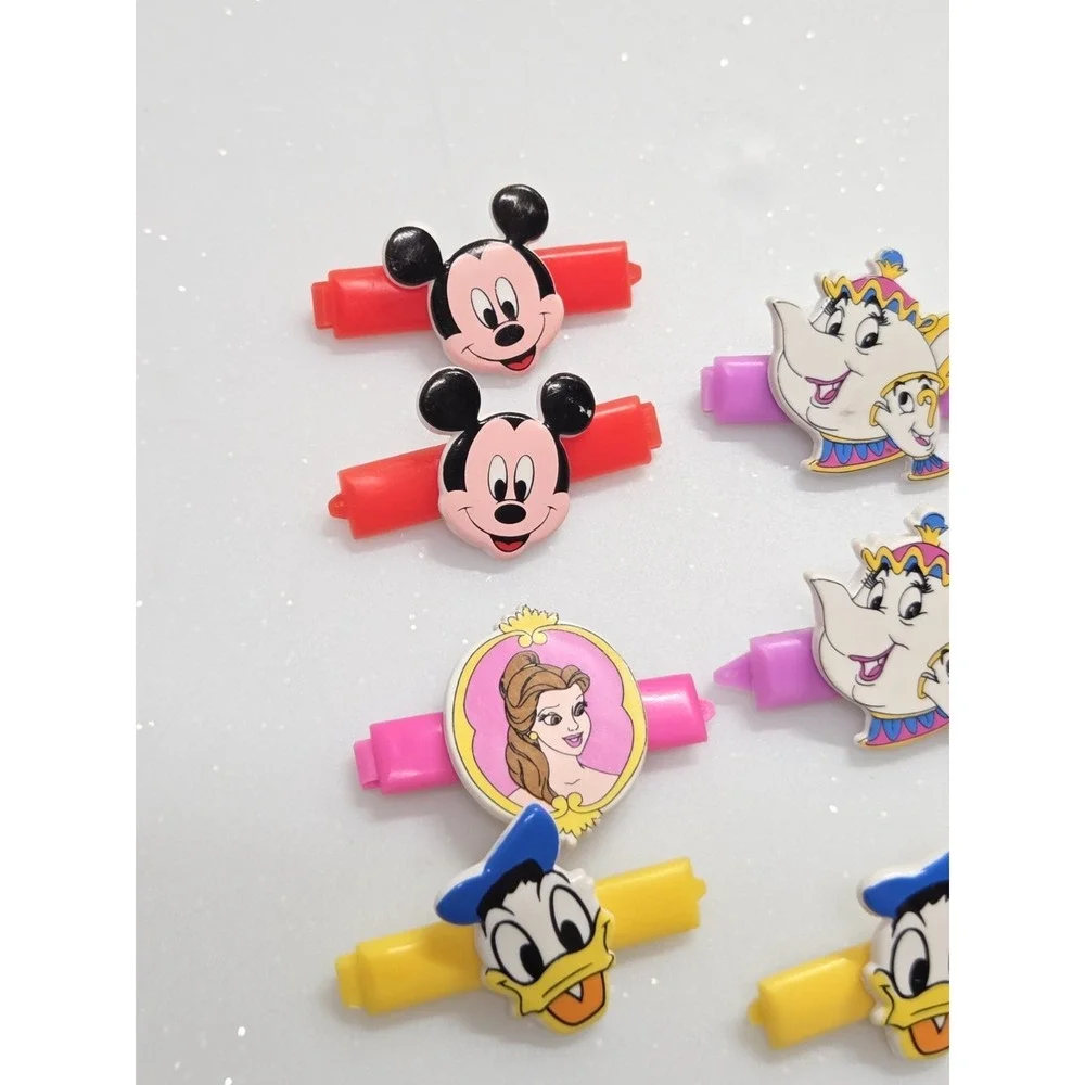 Vintage 90s Goody Beauty & The Beast Mickey Minnie Donald Disney Hair Barrettes